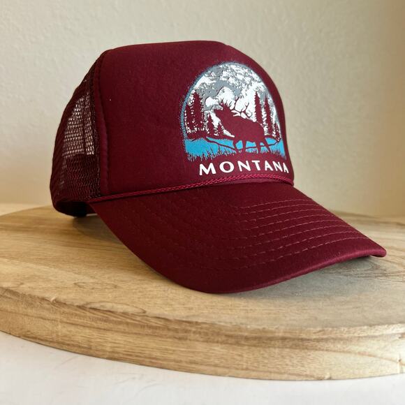 90s Maroon Vintage Montana Graphic Trucker Style Cap Hat Size One Size main image 13
